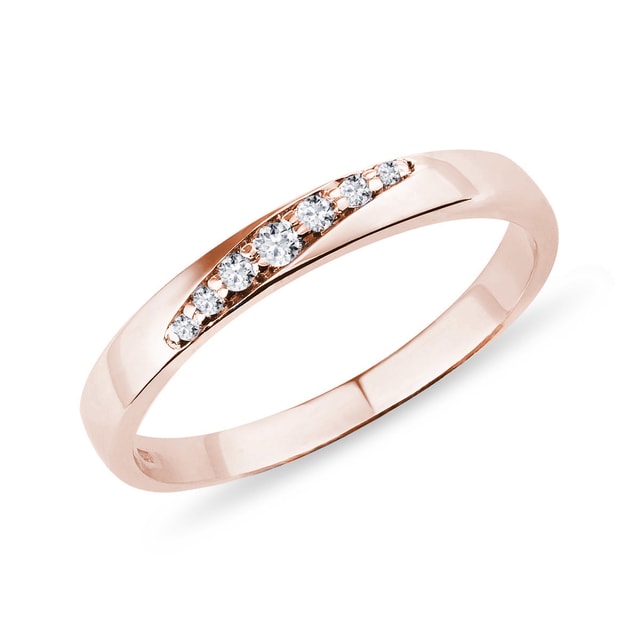 Ladies ring with diamonds in pink gold