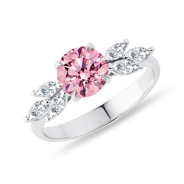 1CT LAB GROWN PINK DIAMOND RING IN WHITE GOLD - RINGS WITH LAB-GROWN DIAMONDS - ENGAGEMENT RINGS