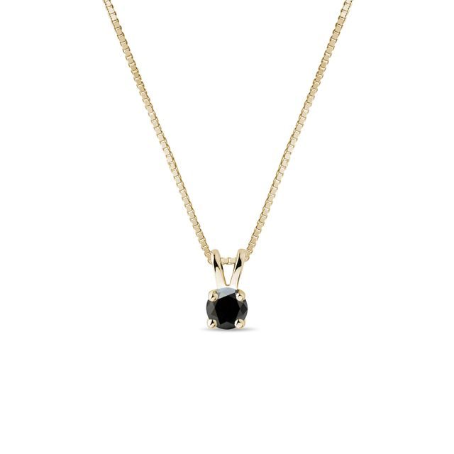 BLACK DIAMOND YELLOW GOLD PENDANT - DIAMOND NECKLACES - NECKLACES