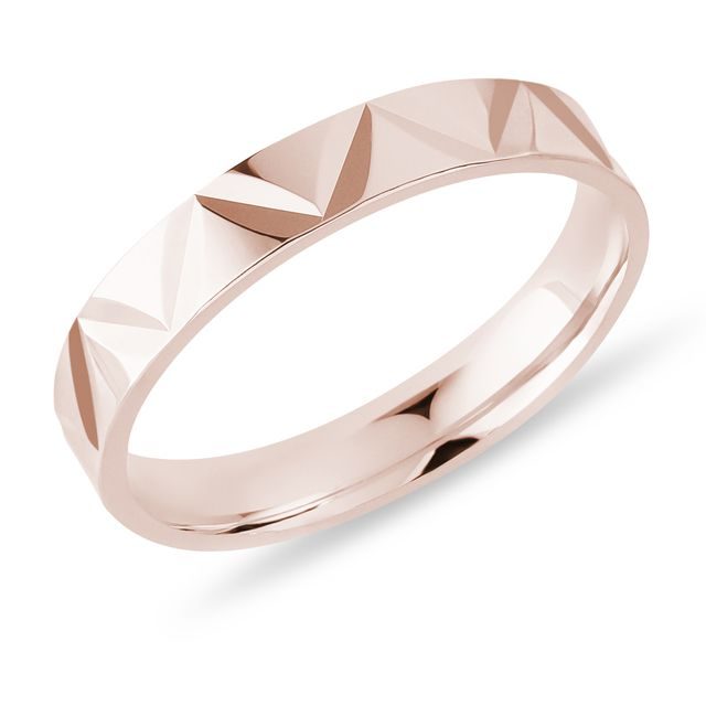 CARVED ROSE GOLD MEN’S ZIG ZAG RING - RINGS FOR HIM - WEDDING RINGS
