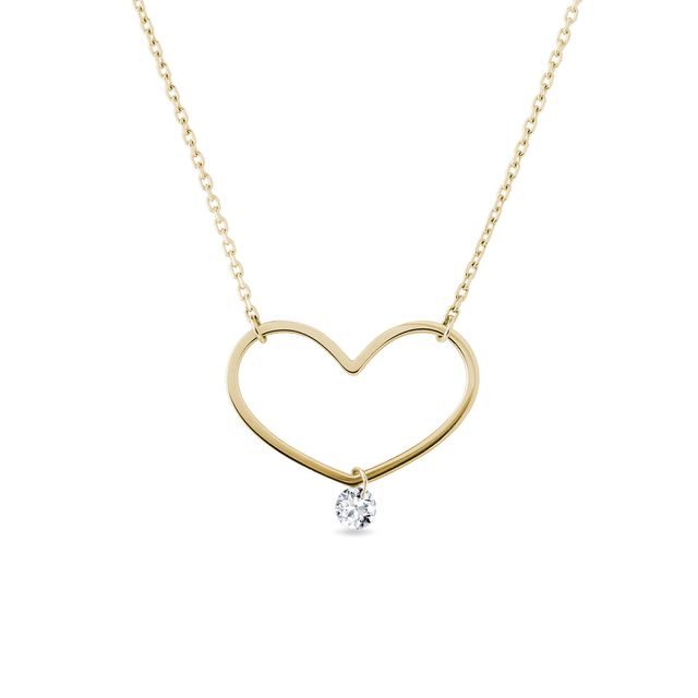 Heart Necklace with Diamond in Gold