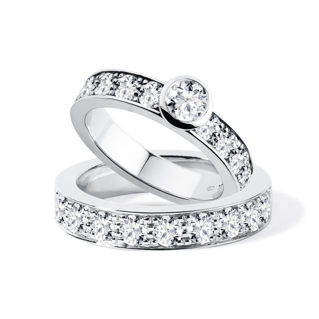 LUXURY ENGAGEMENT SET IN 14K WHITE GOLD - ENGAGEMENT AND WEDDING MATCHING SETS - ENGAGEMENT RINGS