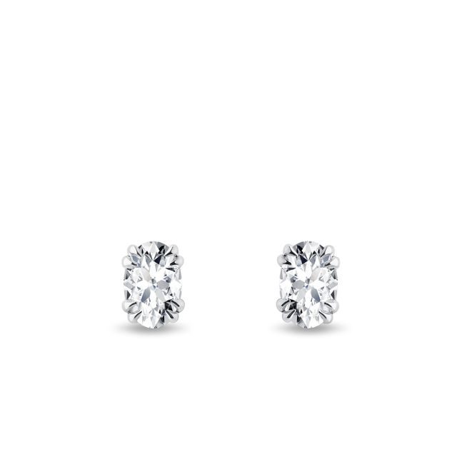 WHITE GOLD OVAL DIAMOND STUDS - DIAMOND STUD EARRINGS - EARRINGS