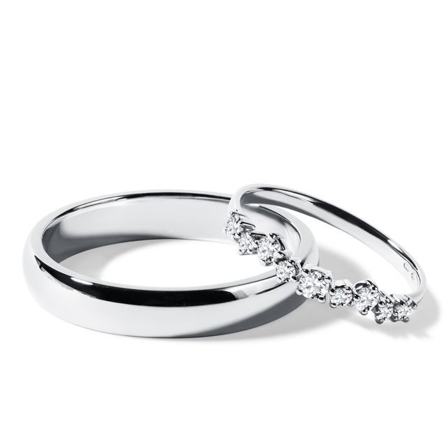 HIS AND HERS WHITE GOLD AND DIAMOND WEDDING BAND SET - WHITE GOLD WEDDING SETS - WEDDING RINGS