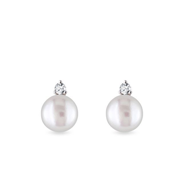 BOUCLES D'OREILLES EN OR BLANC AVEC PERLES ET DIAMANTS - BOUCLES D'OREILLES EN PERLES - PERLES