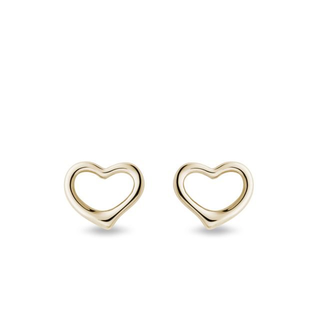 HEART EARRING STUDS IN YELLOW GOLD - YELLOW GOLD EARRINGS - EARRINGS