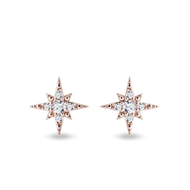 DIAMANTOHRRINGE IN POLARSTERNFORM AUS ROSÉGOLD - OHRRINGE DIAMANT - OHRRINGE