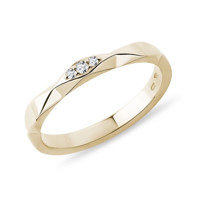 THREE DIAMOND RING IN GOLD - WOMEN'S WEDDING RINGS - WEDDING RINGS