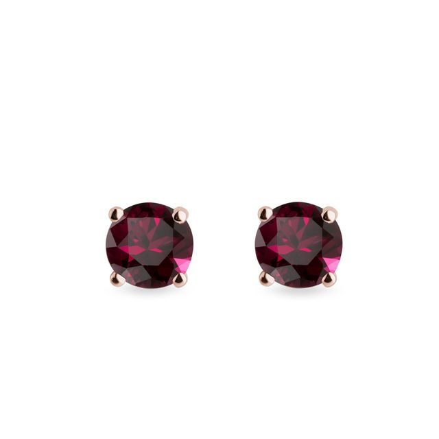 Studs in Rose Gold with Rhodolite