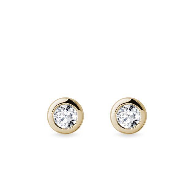 3MM BEZEL DIAMOND STUDS IN YELLOW GOLD - DIAMOND STUD EARRINGS - EARRINGS
