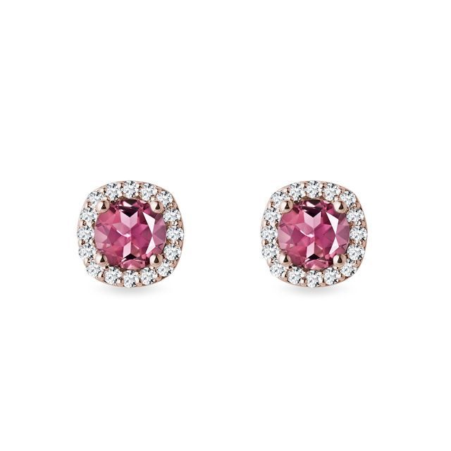 Diamond Earrings with Tourmalines in Rose Gold