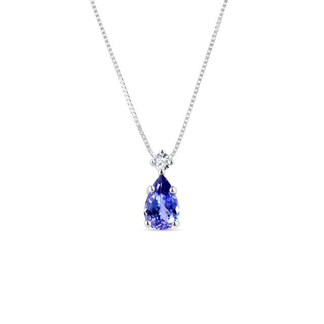 PENDENTIF EN OR BLANC AVEC DIAMANT ET TANZANITE - COLLIERS AVEC TANZANITE - COLLIERS