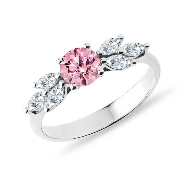 WHITE GOLD PINK DIAMOND ENGAGEMENT RING - RINGS WITH LAB-GROWN DIAMONDS - ENGAGEMENT RINGS