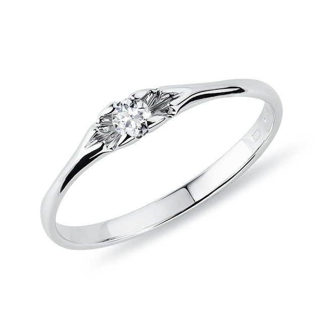 GOLDRING MIT DIAMANTEN IN 14 KT WEISSGOLD - VERLOBUNGSRINGE MIT BRILLANT - VERLOBUNGSRINGE