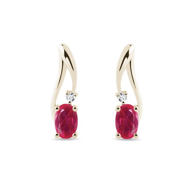 RUBY AND DIAMOND EARRINGS IN YELLOW GOLD - RUBY EARRINGS - EARRINGS