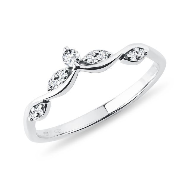 BAGUE EN OR BLANC AVEC PETITS DIAMANTS TAILLE BRILLANT - ALLIANCES DE MARIAGE FEMMES - ALLIANCES DE MARIAGE