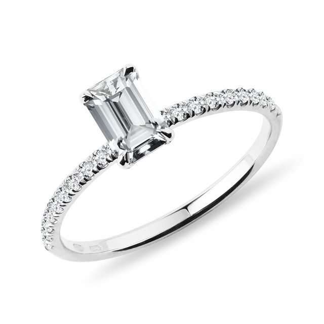 ENGAGEMENT EMERALD CUT RING IN WHITE GOLD - ENGAGEMENT DIAMOND RINGS - ENGAGEMENT RINGS