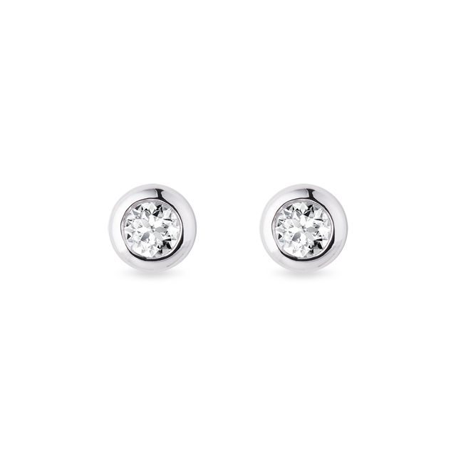 PUCES D'OREILLES EN OR BLANC ET DIAMANTS SERTIS CLOS - PUCES D'OREILLES EN DIAMANT - BOUCLES D'OREILLES