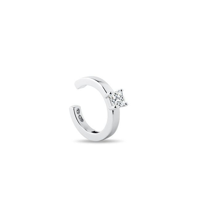 NÁUŠNICE EAR CUFF S PRINCESS DIAMANTEM V BÍLÉM 14K ZLATĚ - NÁUŠNICE NA JEDNO UCHO - NÁUŠNICE
