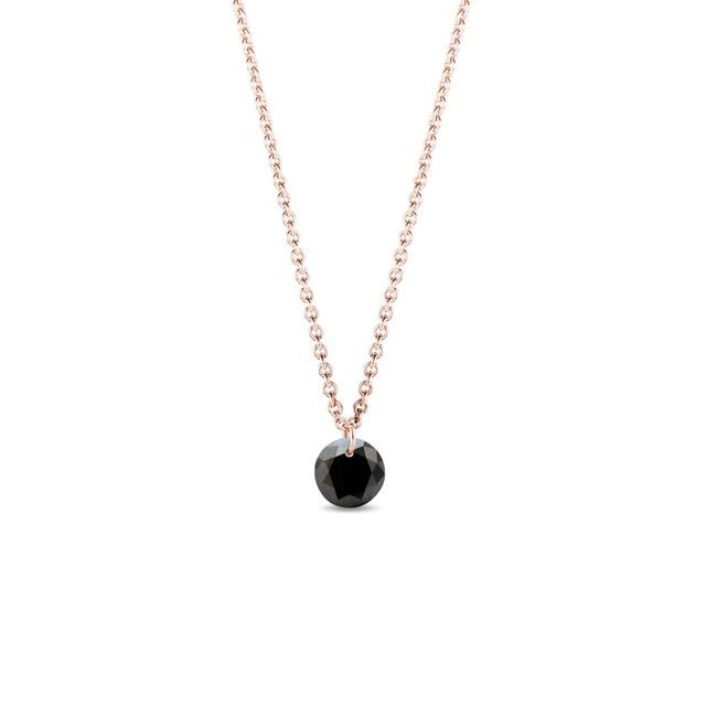 COLLIER EN OR ROSE AVEC PETIT DIAMANT NOIR - COLLIERS AVEC DIAMANTS - COLLIERS