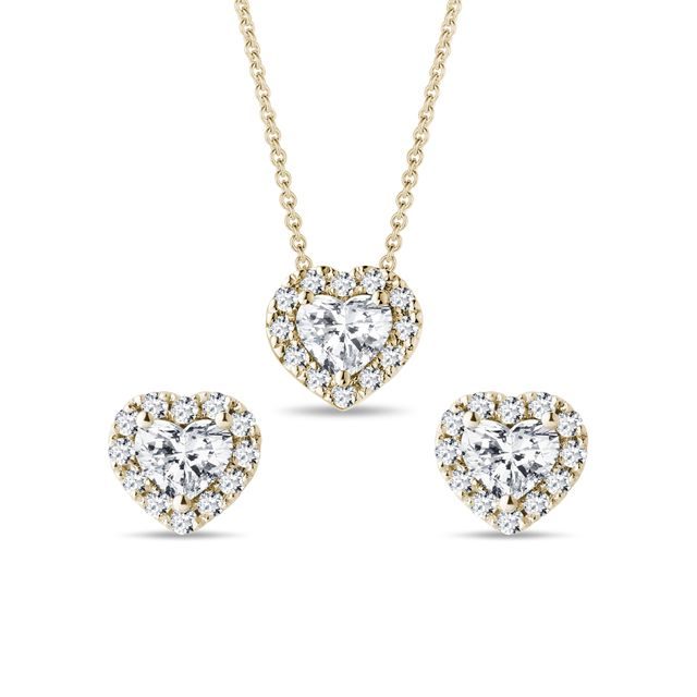 LUXUSNÍ SOUPRAVA S DIAMANTOVÝMI SRDCI VE ZLATĚ - DIAMANTOVÉ SOUPRAVY - ŠPERKY