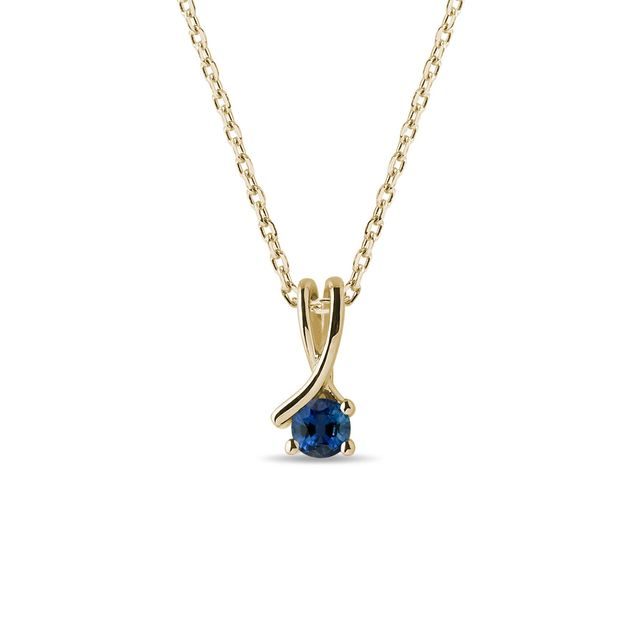 BLUE SAPPHIRE GOLD RIBBON NECKLACE - SAPPHIRE NECKLACES - NECKLACES