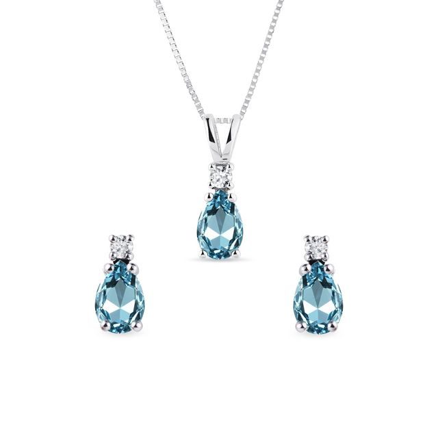 ENSEMBLE DE BIJOUX EN OR BLANC AVEC TOPAZES - ENSEMBLES DE BIJOUX EN GEMMES - BIJOUX