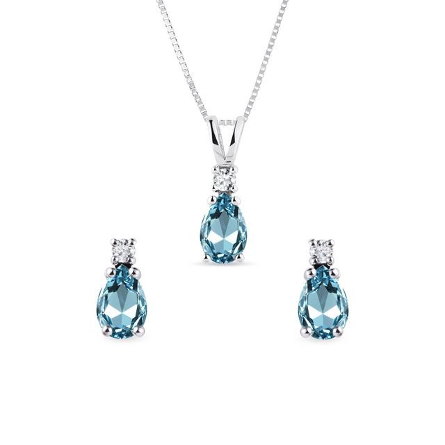 TOPAZ AND DIAMOND JEWELRY SET IN 14K WHITE GOLD - JEWELRY SETS - FINE JEWELRY