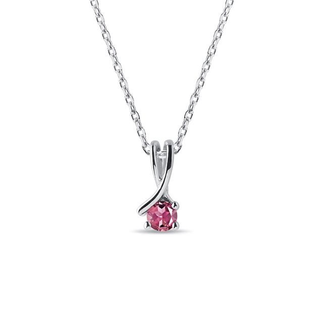 PINK TOURMALINE WHITE GOLD NECKLACE - TOURMALINE NECKLACES - NECKLACES