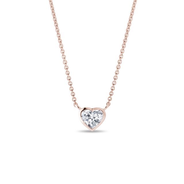 HALSKETTE MIT 0,30 CT HERZDIAMANT IN ROSÉGOLD - KETTEN MIT DIAMANTEN - KETTEN