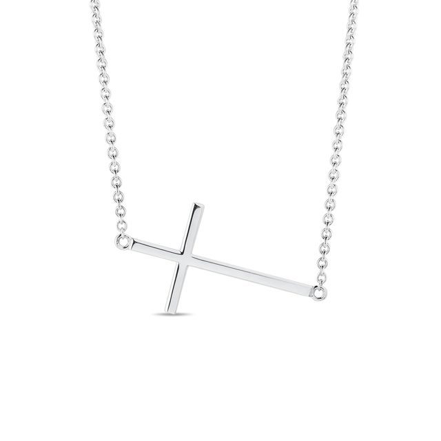 COLLIER AVEC CROIX EN OR BLANC - COLLIERS EN OR BLANC - COLLIERS