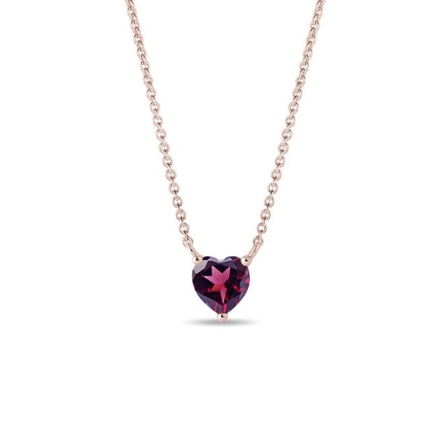 COLLIER CŒUR AVEC RHODOLITE EN OR ROSE - COLLIERS AVEC GEMMES - COLLIERS