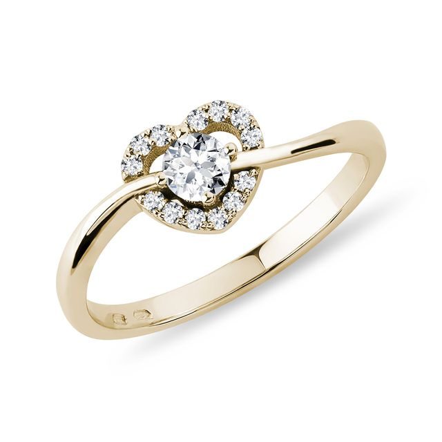 DIAMOND HEART RING MADE OF 14K YELLOW GOLD - DIAMOND RINGS - RINGS