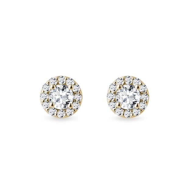 PUCES D'OREILLES DELUXE EN OR JAUNE AVEC DIAMANTS - PUCES D'OREILLES EN DIAMANT - BOUCLES D'OREILLES