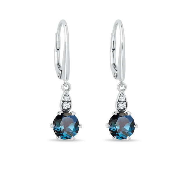 LONDON TOPAZ AND DIAMOND EARRINGS IN WHITE GOLD - TOPAZ EARRINGS - EARRINGS