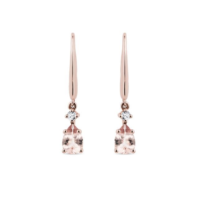 MORGANITE DROP EARRINGS IN ROSE GOLD - MORGANITE EARRINGS - EARRINGS
