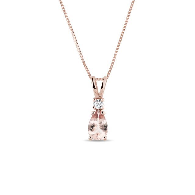 COLLIER EN OR ROSE AVEC MORGANITE ET BRILLANT - COLLIERS AVEC MORGANITE - COLLIERS