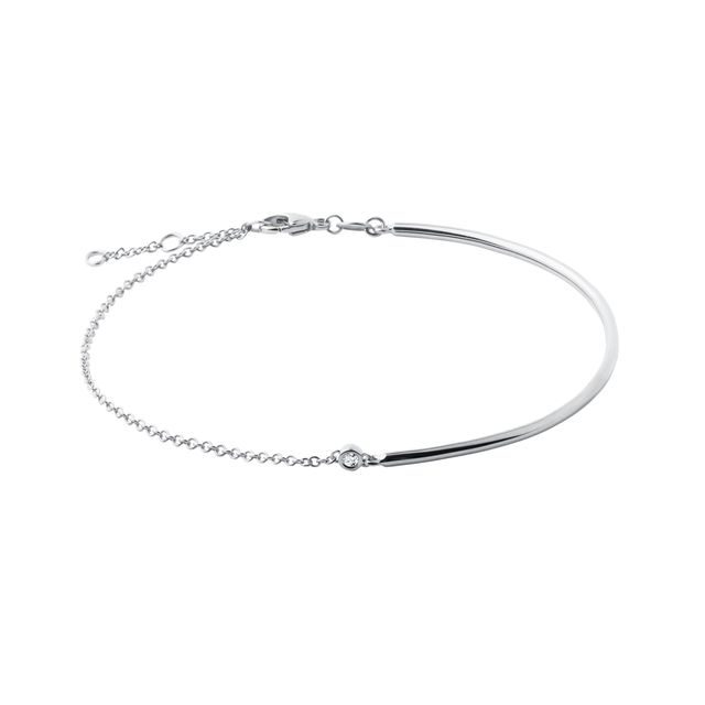 BRACELET EN OR BLANC AVEC DIAMANT LUNETTE - BRACELETS AVEC DIAMANTS - BRACELETS