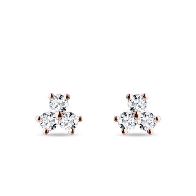DIAMOND TRIO EARRINGS IN ROSE GOLD - DIAMOND STUD EARRINGS - EARRINGS