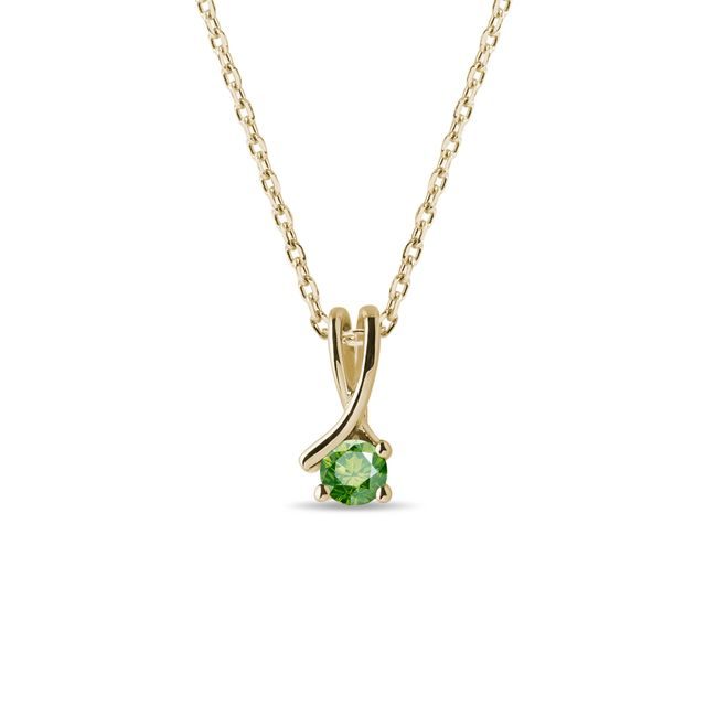 GREEN DIAMOND RIBBON NECKLACE IN YELLOW GOLD - DIAMOND NECKLACES - NECKLACES