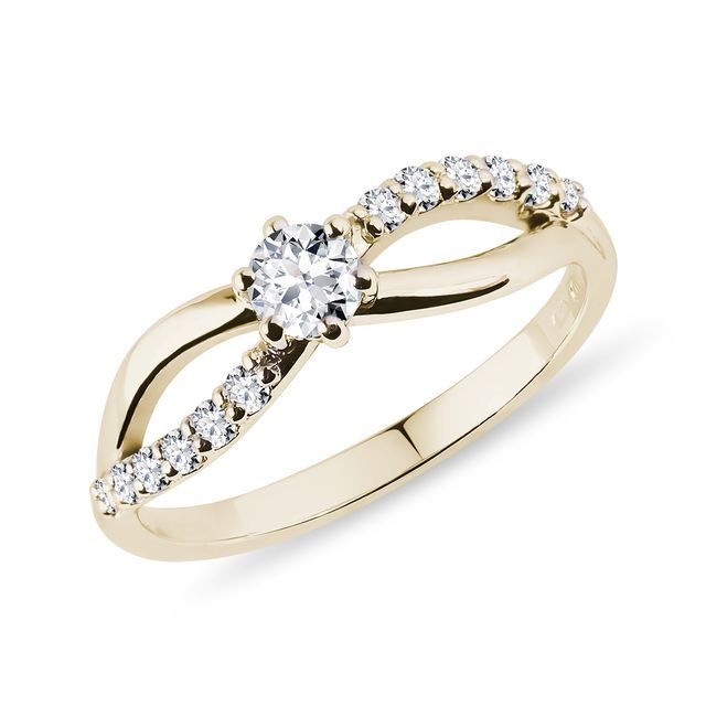YELLOW GOLD RING WITH DIAMONDS - DIAMOND ENGAGEMENT RINGS - ENGAGEMENT RINGS