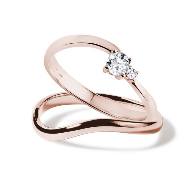 MODERN DIAMOND ENGAGEMENT SET IN ROSE GOLD - ENGAGEMENT AND WEDDING MATCHING SETS - ENGAGEMENT RINGS