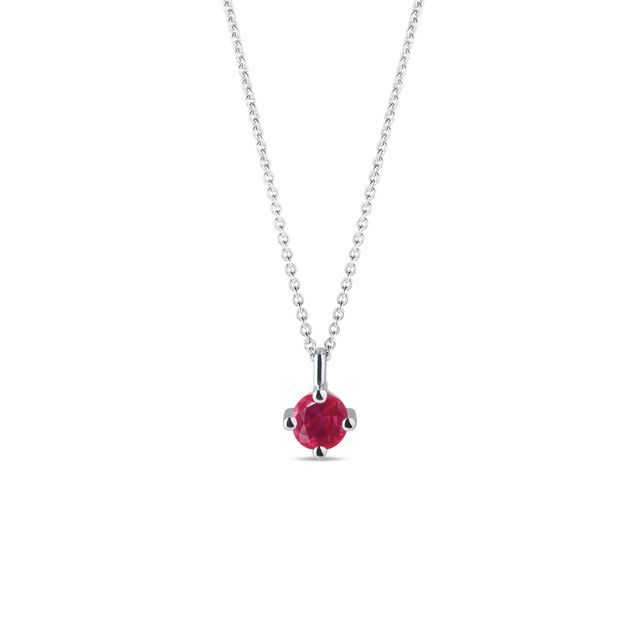 ROUND RUBY NECKLACE IN WHITE GOLD - RUBY NECKLACES - NECKLACES