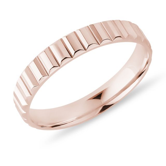 14K ROSE GOLD TEXTURED MEN'S RING - RINGS FOR HIM - WEDDING RINGS