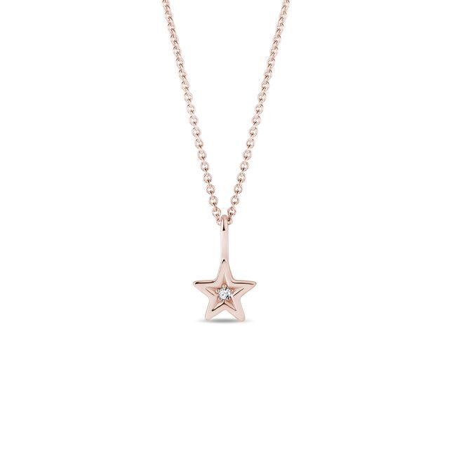 DIAMOND STAR PENDANT WITH DIAMONDS IN ROSE GOLD - DIAMOND NECKLACES - NECKLACES