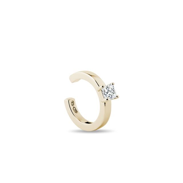 EAR CUFF MIT DIAMANT IM PRINZESS-SCHLIFF IN 14KT GELBGOLD - EINZELNE OHRRINGE - OHRRINGE