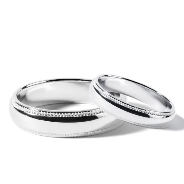 ORIGINELLE MILLGRIFF-TRAURINGE IN 14KT WEISSGOLD - WEISSGOLDENE TRAURINGE IM SET - TRAURINGE