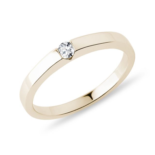 YELLOW GOLD ENGAGEMENT RING WITH DIAMOND - BRILLIANT CUT DIAMOND ENGAGEMENT RINGS - ENGAGEMENT RINGS