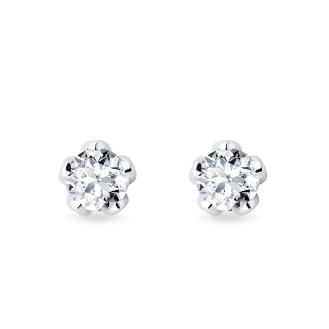 BOUCLES D'OREILLES EN OR BLANC ET MOISSANITE - BOUCLES D'OREILLES AVEC GEMMES - BOUCLES D'OREILLES