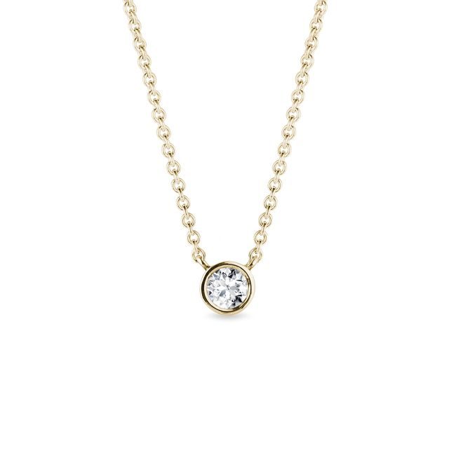 COLLIER MINIMALISTE D'OR JAUNE AVEC DIAMANT SERTI CLOS - COLLIERS AVEC DIAMANTS - COLLIERS